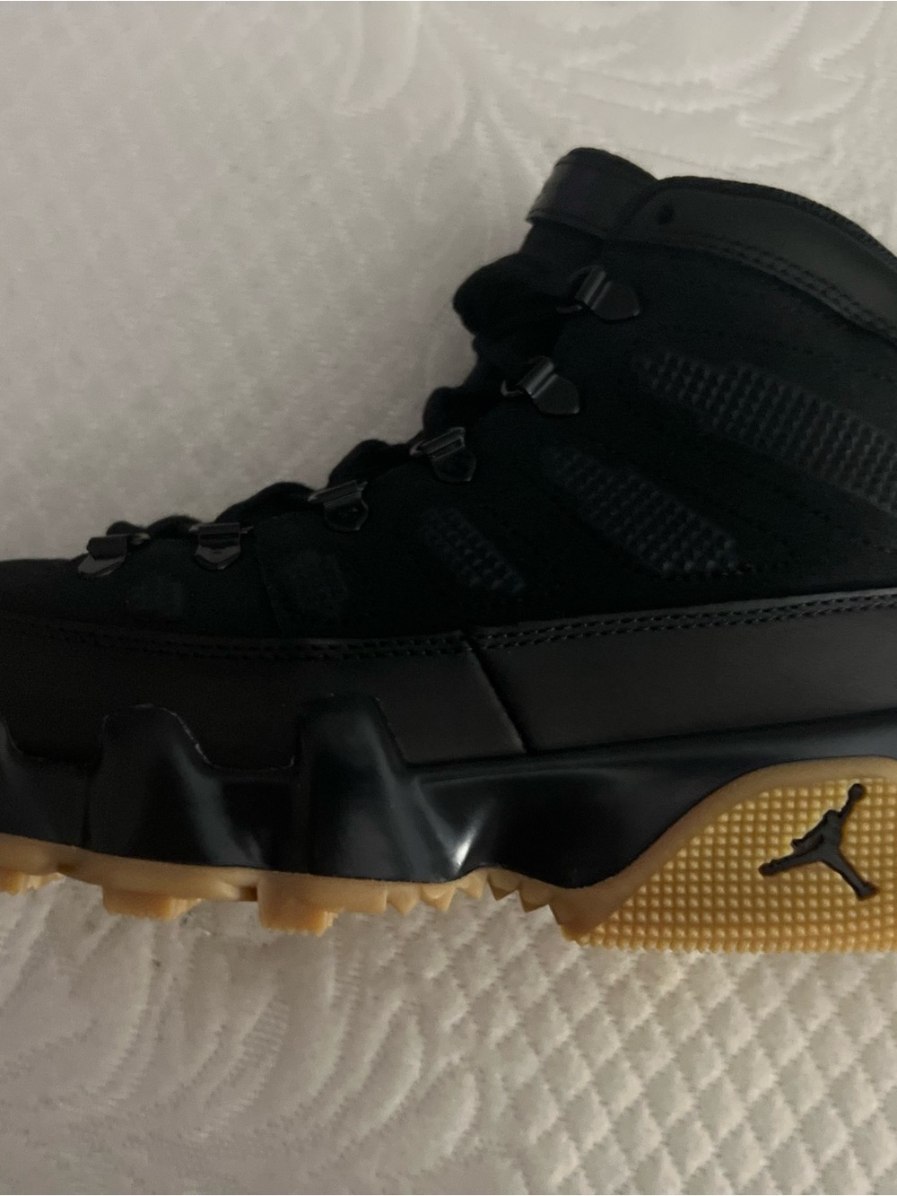 Jordan Men's Black and Gum High-Top Basketball Sneakers